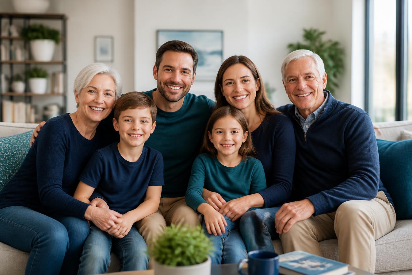 Happy multi-generational family protected by In Force Insurance Solutions